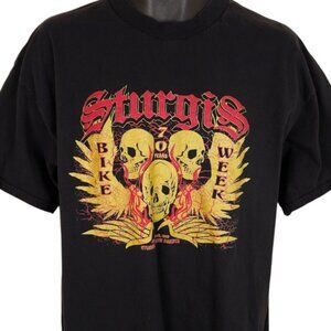 Sturgis T Shirt Mens Size XL Black 2010 Black Hills Motorcycle Rally Skulls